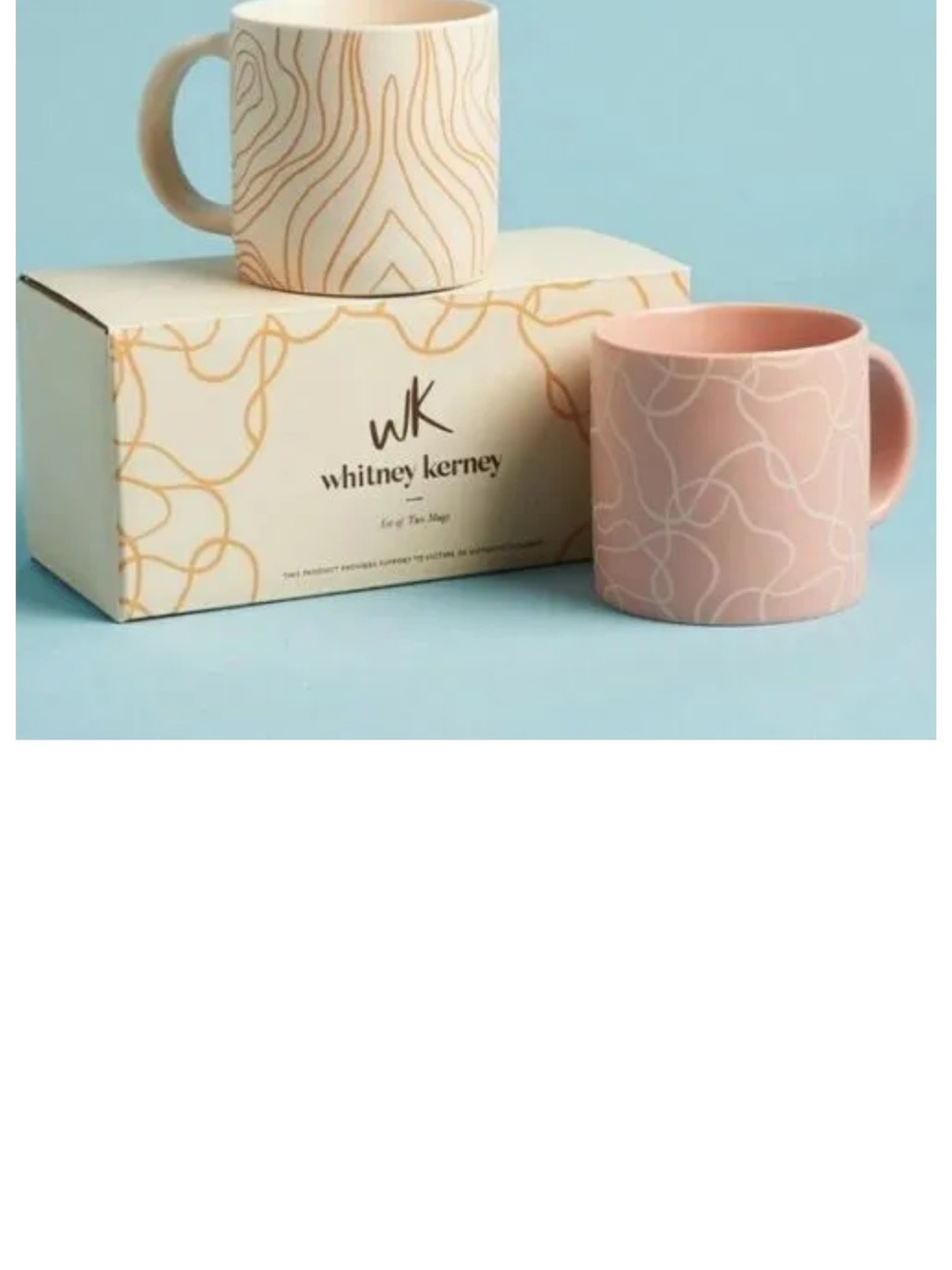 Ceramic Mug Set in Pink and Cream
